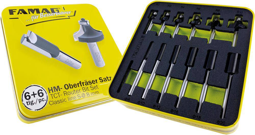 Produktbild Famag HM Fräsersatz 6+6 teilig in Blechbox