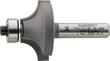 Produktbild Guhdo HW Abrundfräser 25,4x12,7x55 mm Radius 6,4 mm Schaft Zylindrisch 8 mm