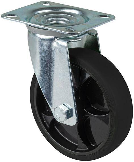 Produktbild BS Rollen Lenkrolle 80 mm L400.B44 Platte Gummi und Felge schwarz