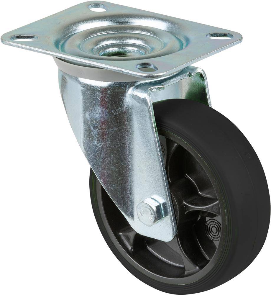 Produktbild BS Rollen Lenkrolle 100 mm L400.B44 Platte Gummi und Felge schwarz