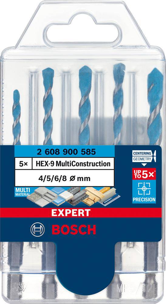 Produktbild BOSCH Schlagbohrersatz HEX-9 4/5/6/8 mm MultiConstruction EXPERT 5 teilig