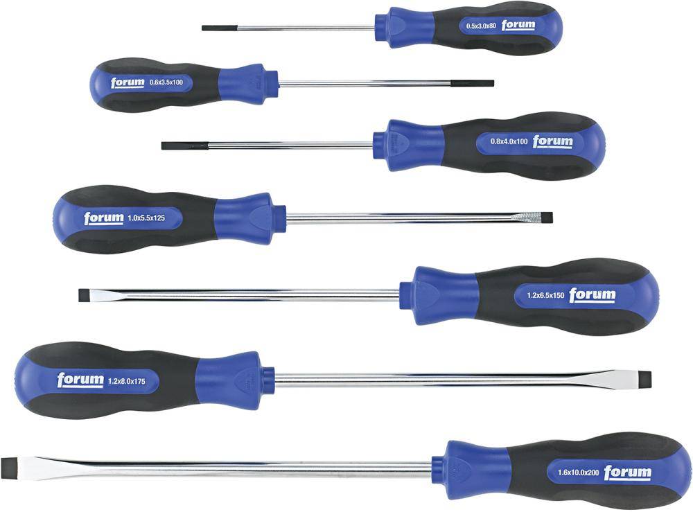Produktbild FORUM Schraubendreher Satz rund Schlitz 7 teilig