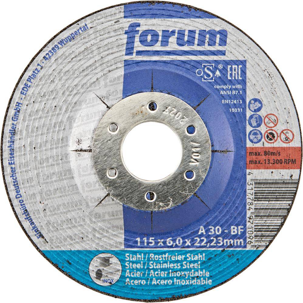 Produktbild FORUM Schruppscheibe Stahl/INOX 115 x 6 mm gekröpft