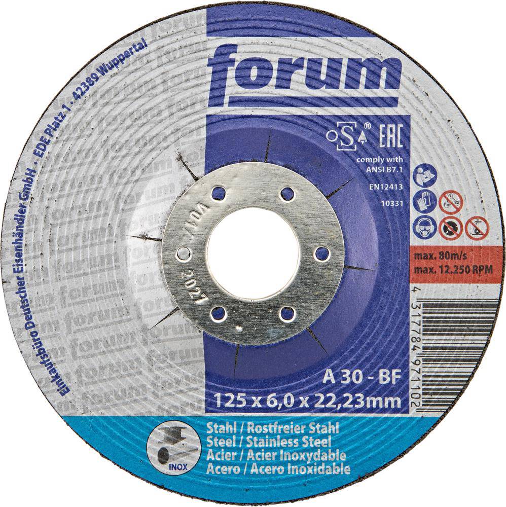 Produktbild FORUM Schruppscheibe Stahl/INOX 125 x 6 mm gekröpft