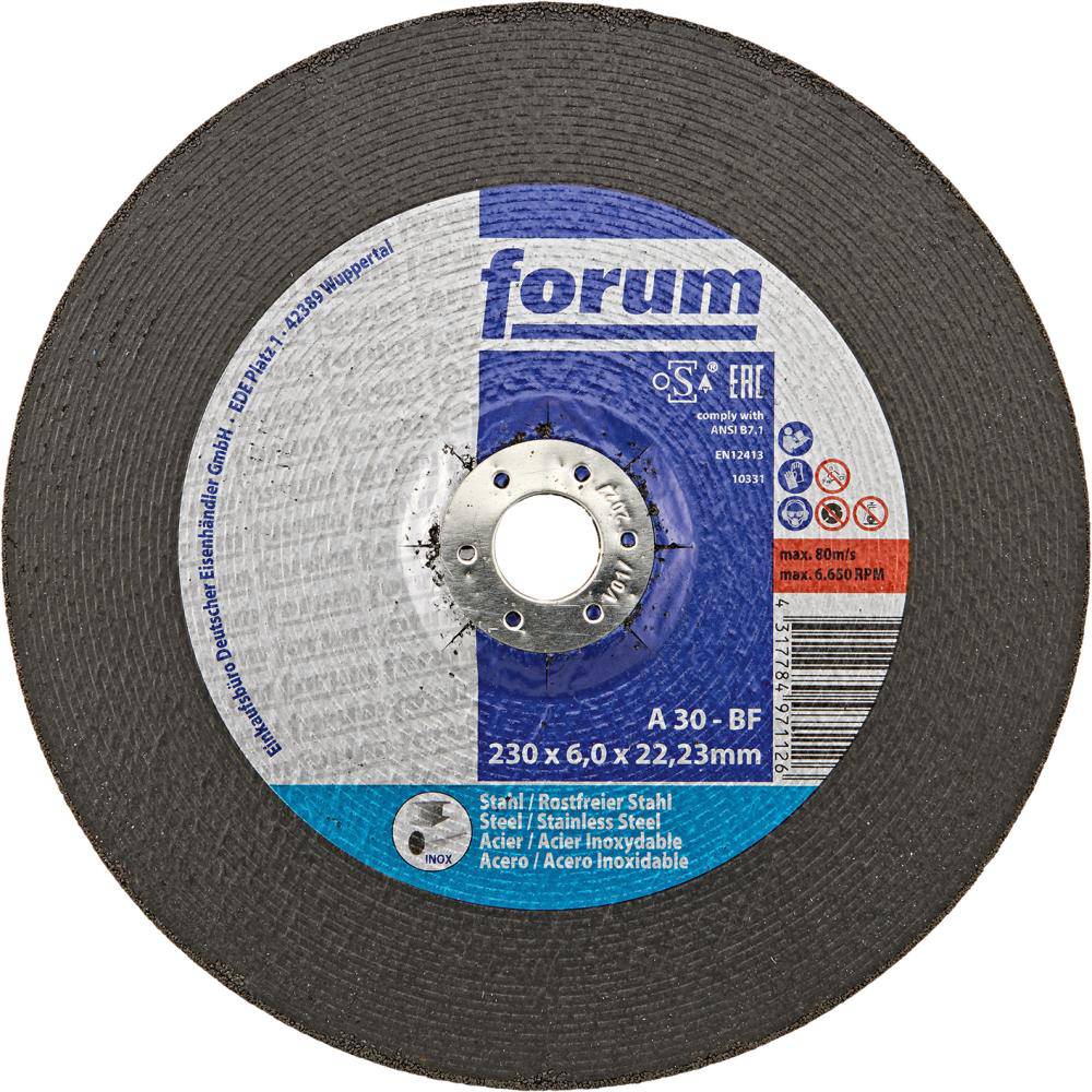 Produktbild FORUM Schruppscheibe Stahl/INOX 230 x 6 mm gekröpft