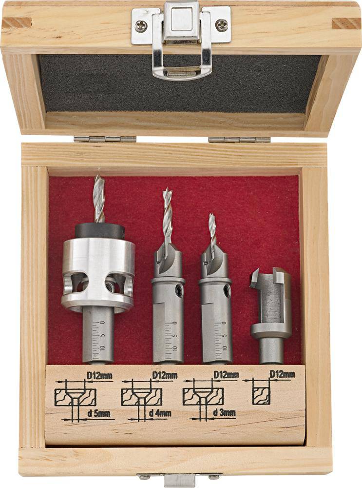 Produktbild Fortis Terrassendielenbohrer Set 3,4,5 mm + Zubehör 5 teilig