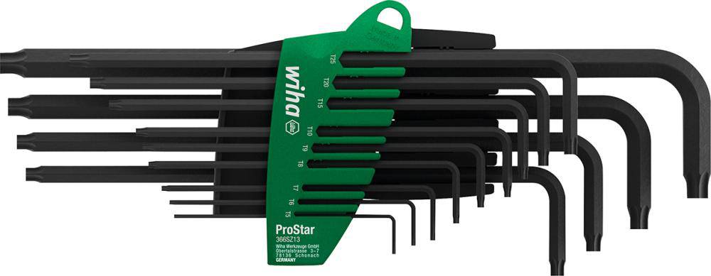 Produktbild Wiha Winkelschraubendreher Satz im Handhalter 13 teilig T5-T50 schwarz