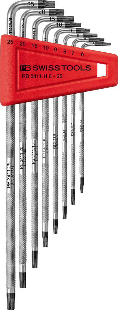 Produktbild PB Swiss Tools Winkelschraubendreher Satz im Kunststoffhalter 9 teilig T6-T25 SAFETY