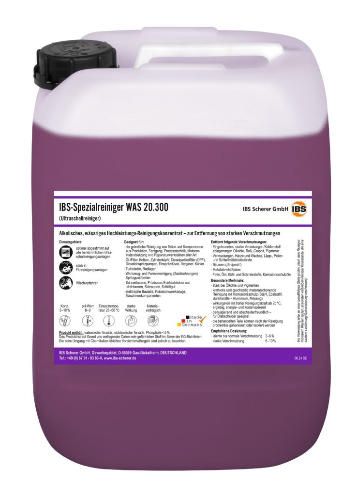 Produktbild IBS Scherer Spezialreiniger WAS 20.300 Violett Reinigungsmittel 20 Liter Kanister