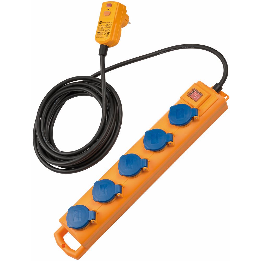 Produktbild Brennenstuhl Super-Solid SL 544 D FI IP54 Steckdosenverteiler 5-fach 5m H07RN-F 3G1,5