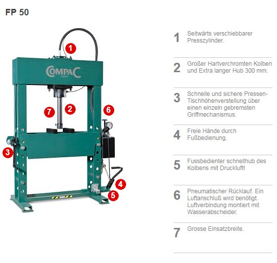 Produktbild Compac Werkstattpresse FP50 m. Fußpumpe, 50t bild 5