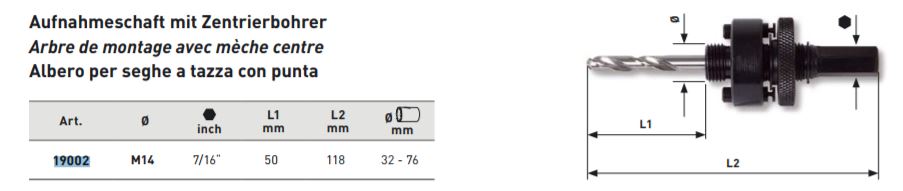 Produktbild KRAFTWERK Aufnahmeschaft 7/16" mit Zentrierbohrer bild 2