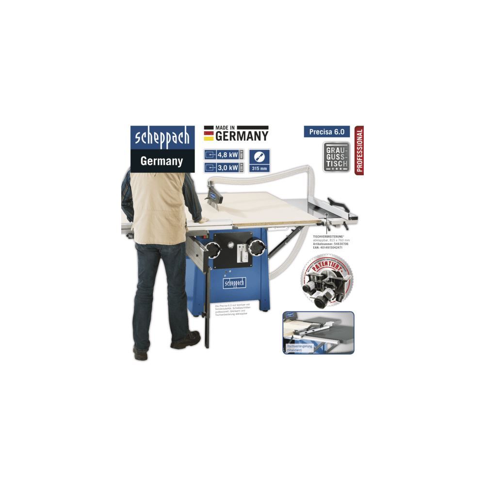 Produktbild SCHEPPACH Tischkreissäge Precisa 6.0 inkl. Vorritzer 230V 50Hz 3000W bild 8