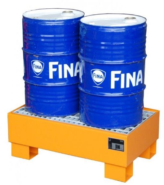 Produktbild Bauer Auffangwanne AW60-1/M lackiert orange mit Gitterrost, Lagerung von max. 2x 60l Fässer bild 2