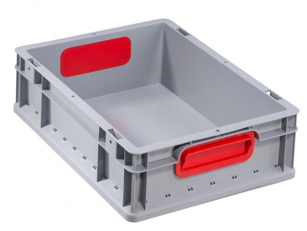 Produktbild Allit EuroBox 412, 400x300x120mmGriffe geschl., grau/rot