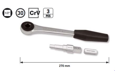 Produktbild KRAFTWERK Umsteckknarre Stufenschlüssel 1/2" Satz 3 Teile bild 3
