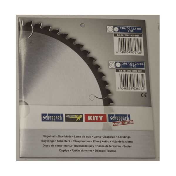 Produktbild SCHEPPACH HW Kreissägeblatt Ø210x30x2,4x1,6 mm Z72 bild 2