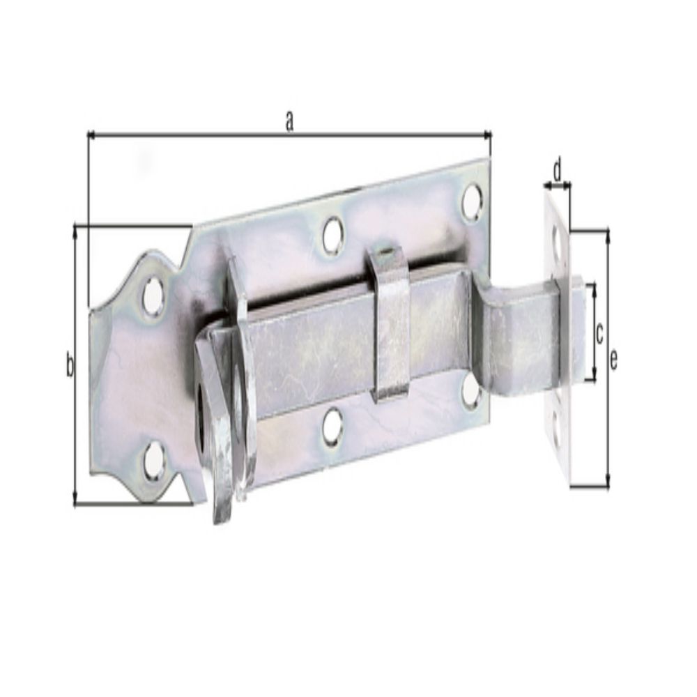 Produktbild Alberts Schlossriegel m.flachem Griff gekröpft m.Schließblech vz Platte LxB120x44mm