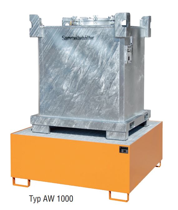 Produktbild Bauer Auffangwanne AW 1000 verzinkt mit Gitterrost zur Lagerung von 1x 1000l IBC bild 3