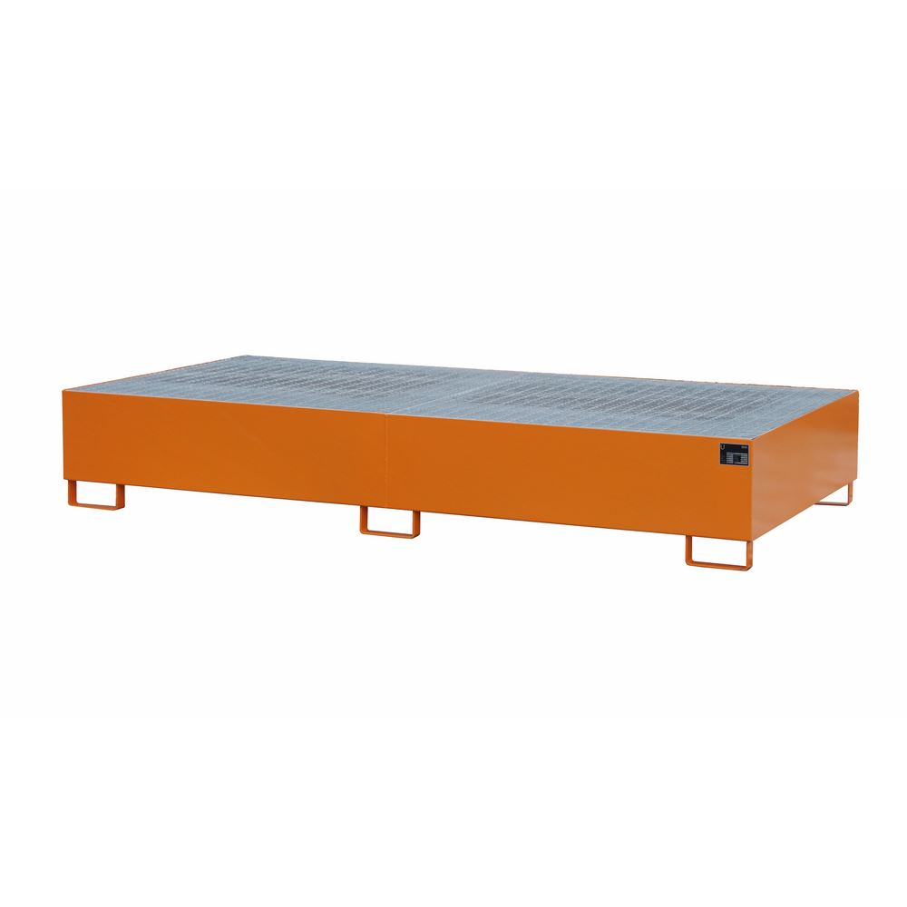 Produktbild Bauer Auffangwanne AW 1000-2 orange mit Gitterrost zur Lagerung von 2x 1000l IBC