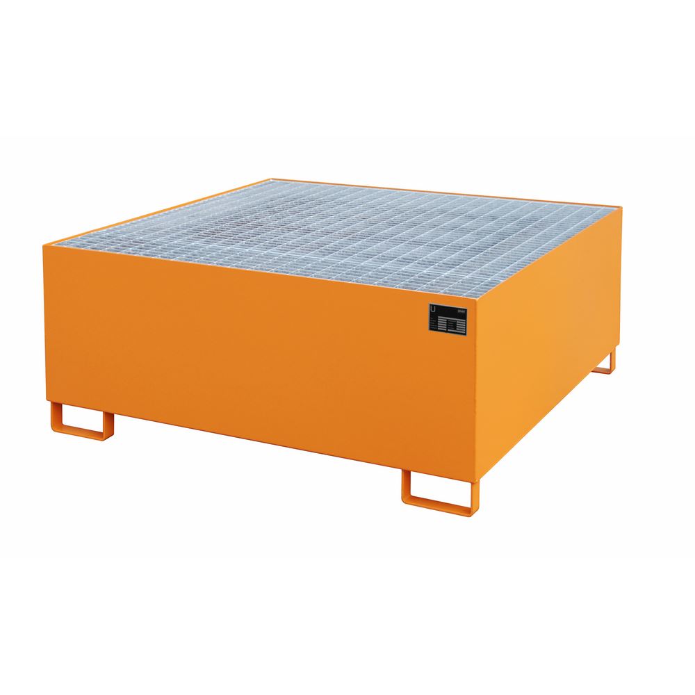 Produktbild Bauer Auffangwanne AW 1000 orange mit Gitterrost zur Lagerung von 1x 1000l IBC