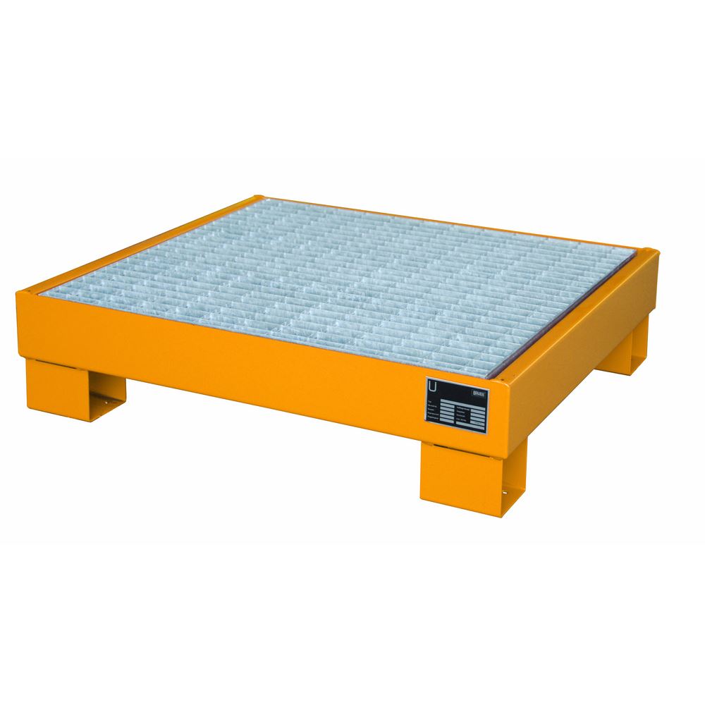 Produktbild Bauer Auffangwanne AW60-2/M lackiert orange mit Gitterrost, Lagerung von max. 4x 60l Fässer