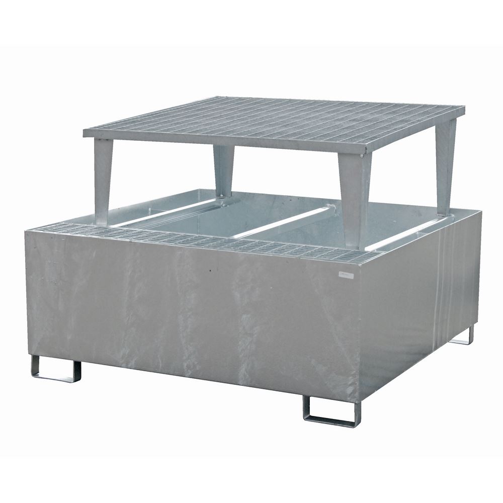 Produktbild Bauer Auffangwanne AWA 1000 verzinkt mit Gitterrost und Abfüllaufsatz Lagerung von 1x IBC