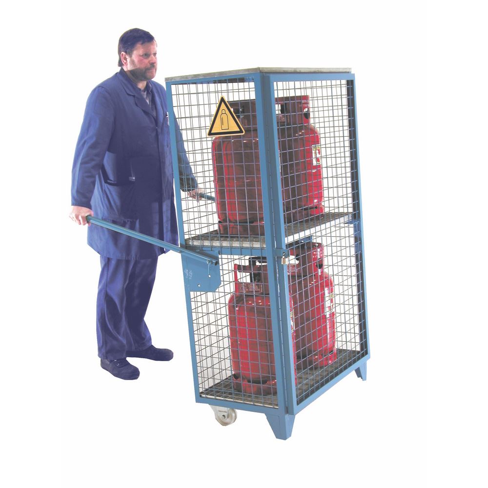 Produktbild Bauer Gasflaschen Depot GFD-R 4 blau Drahtgitter mit Rohrgriffen und Rädern