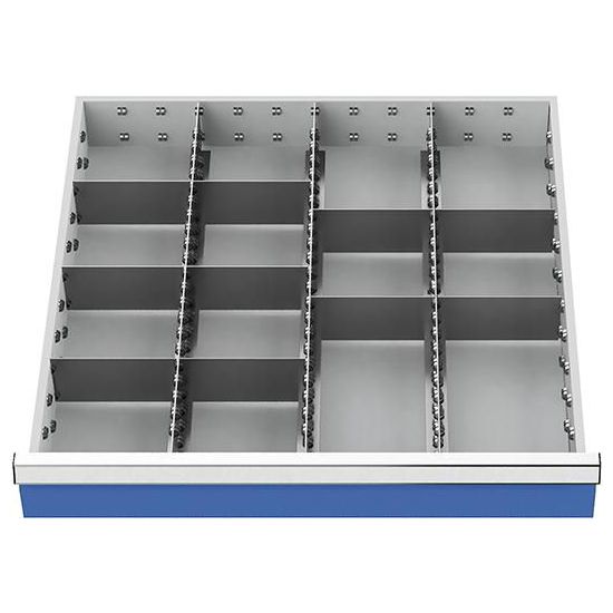 Produktbild Bedrunka+Hirth Schlitztrennwände Fronthöhe 100 mm Innenmaß 600 x 600 mm blau