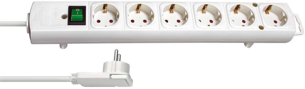 Produktbild Brennenstuhl Steckdosenleiste Comfort Line Plus 6 fach Flachstecker Schalter 2m Kabel weiß bild 2