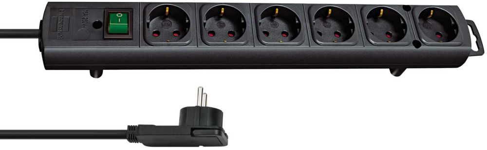 Produktbild Brennenstuhl Steckdosenleiste Comfort Line Plus mit Flachstecker Schalter 6 fach schwarz 2 m