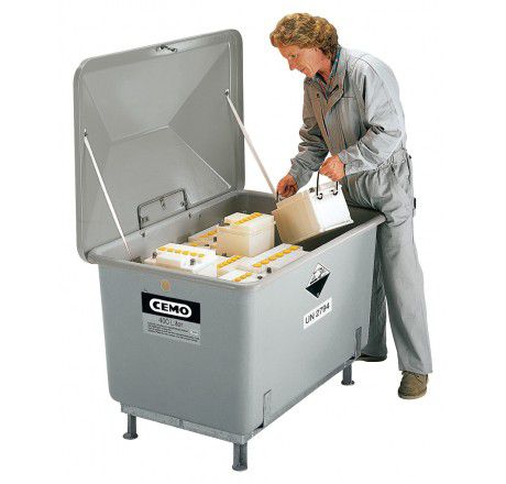 Produktbild CEMO Altbatteriebehaelter aus GFK mit Deckel und Schloßhaken 400 Liter
