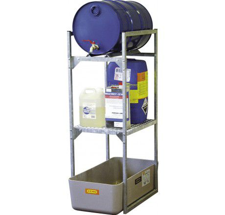 Produktbild CEMO Fassregal Typ 120 mit Fassauflagen und Gitterrostauflagen