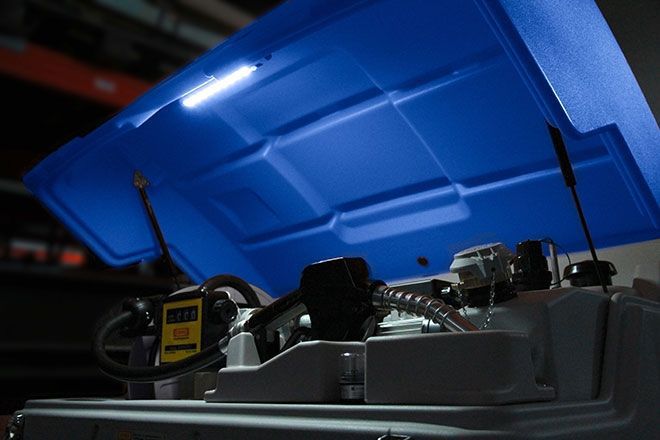 Produktbild Cemo Klappdeckel blau mit Gasdruckfedern und Montagezubehör