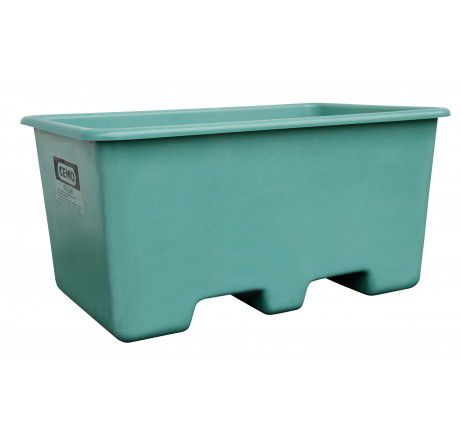 Produktbild CEMO Rechteckbehälter aus GFK unterfahrbar 200l hoch grün
