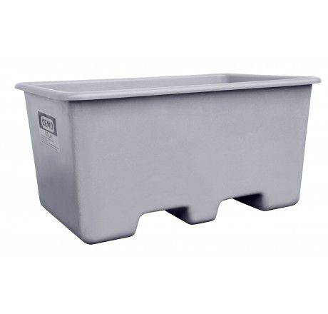 Produktbild CEMO Rechteckbehälter aus GFK unterfahrbar 400l grau