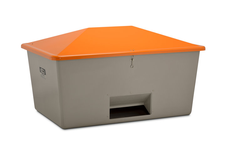 Produktbild Cemo Streugutbehälter grau orange 1500l mit Entnahmeöffnung