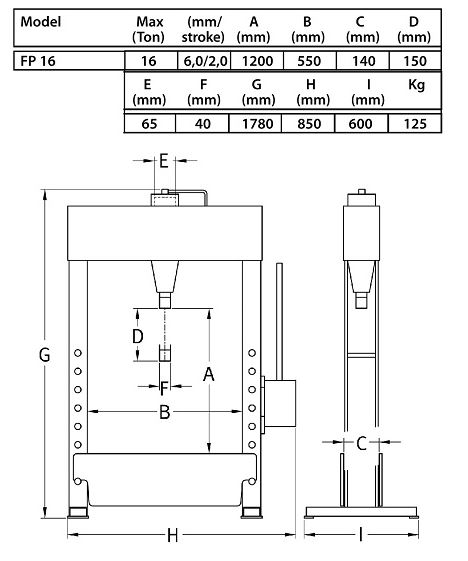 Produktbild Compac Werkstattpresse FP16 m. Fußpumpe, 16t bild 6