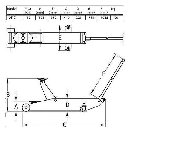 Produktbild Compac Rangierheber 10,0 t flacher Rahmen Skizze bild 5
