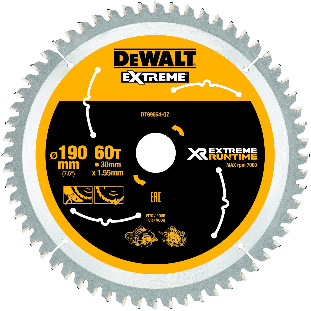 Produktbild DeWALT Kreissägeblatt XR Extreme Runtime Handkr. 190/30mm 60WZ/FZ