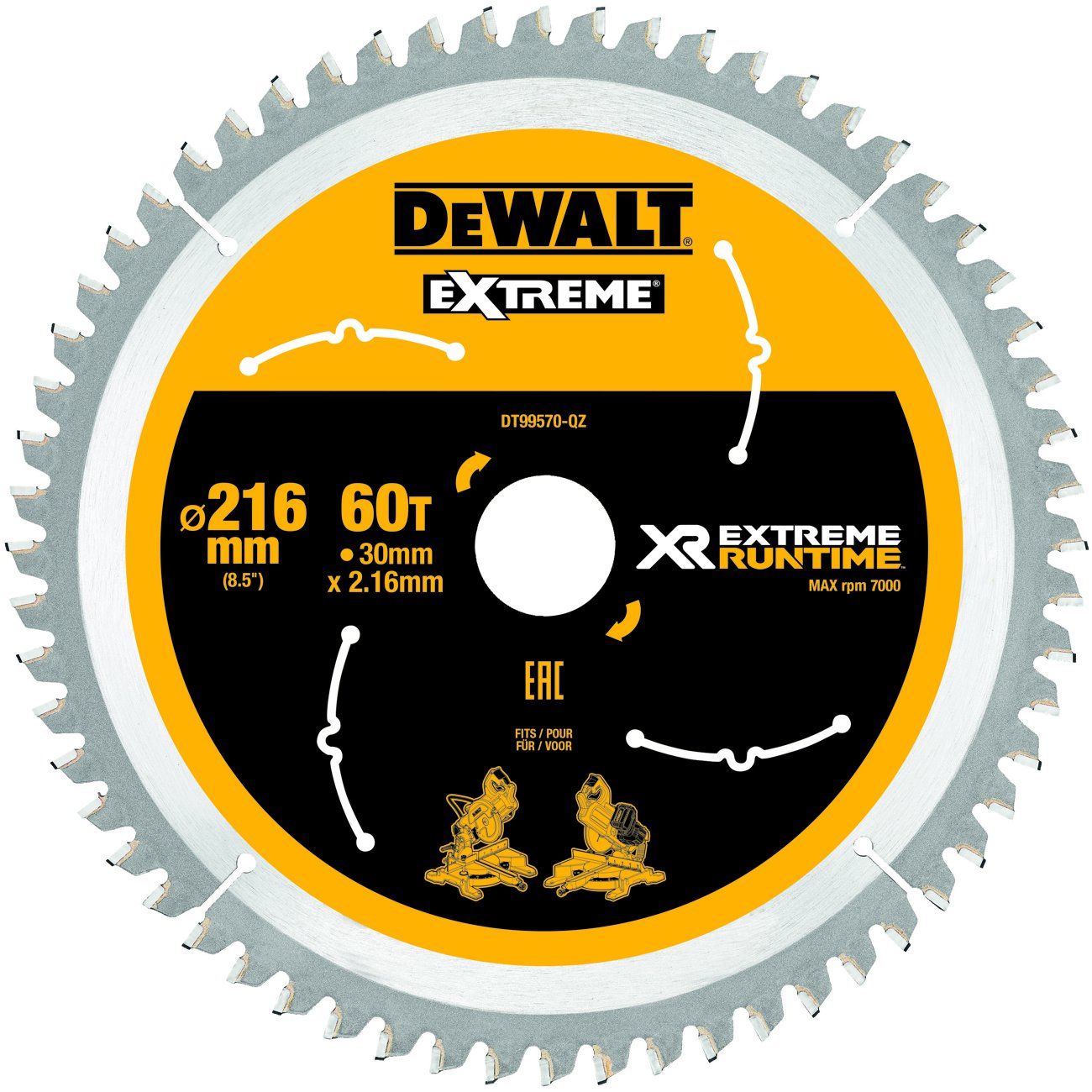 Produktbild DeWALT Kreissägeblatt XR Extreme Runtime stat. 216/30mm 60WZ/FZ