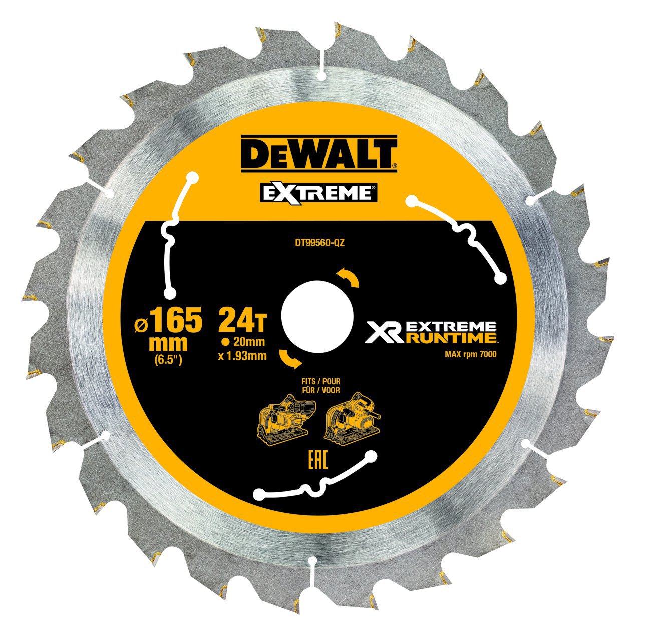 Produktbild DeWALT Kreissägeblatt XR Extreme Runtime Tauchkreis 165/20mm 24WZ/FZ