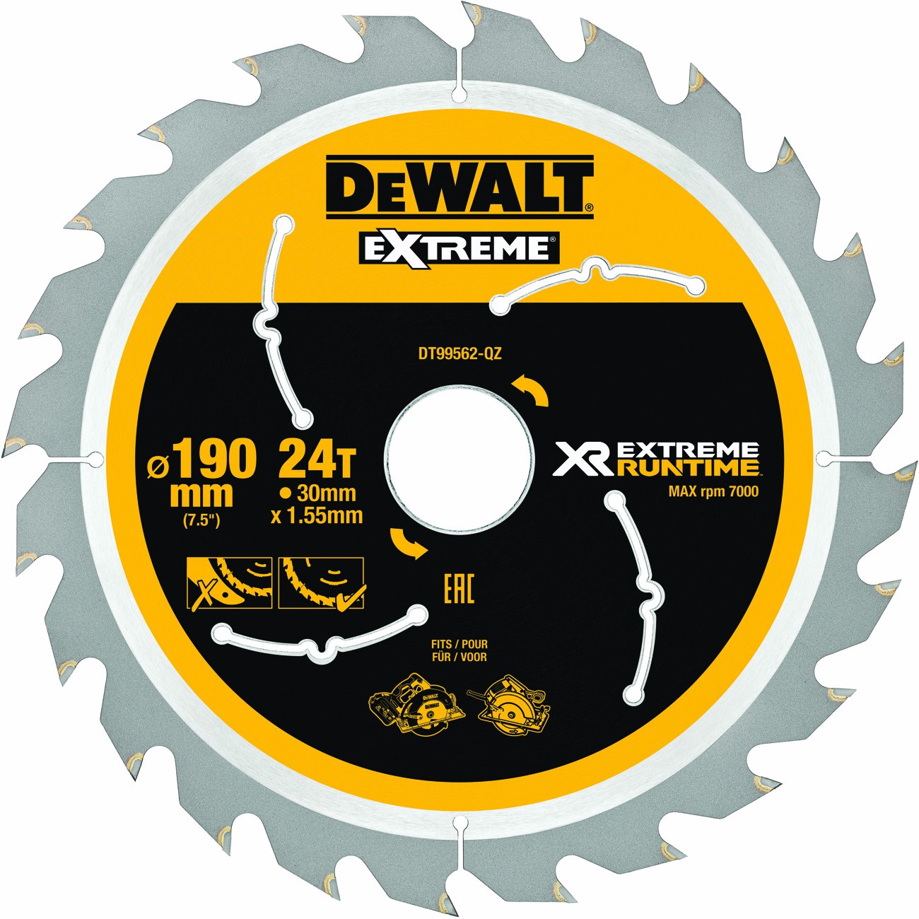 Produktbild DeWALT Kreissägeblatt XR Extreme Runtime Handkr. 190/30mm 24WZ/FZ