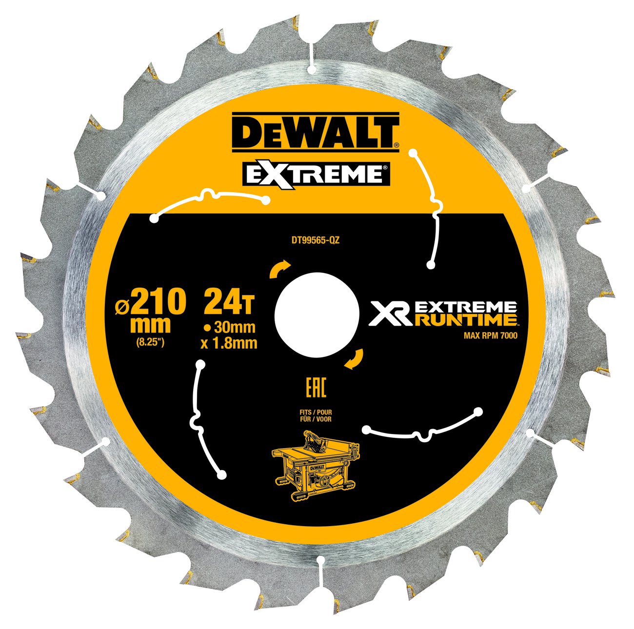 Produktbild DeWALT Kreissägeblatt XR Extreme Runtime stat. 210/30mm 24WZ/FZ