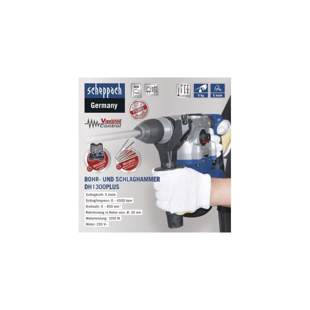 Produktbild SCHEPPACH Bohrhammer DH1300Plus mit SDS-Plus Aufnahme bild 9