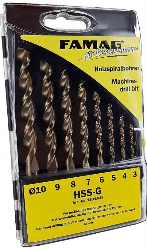 Produktbild Famag Holzspiralbohrer HSS-G-bestückt Set mit 8 Teilen