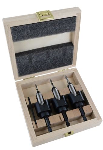 Produktbild Famag Bohrer Senker Satz mit Tiefenanschlag 4 teilig im Holzkasten bild 1