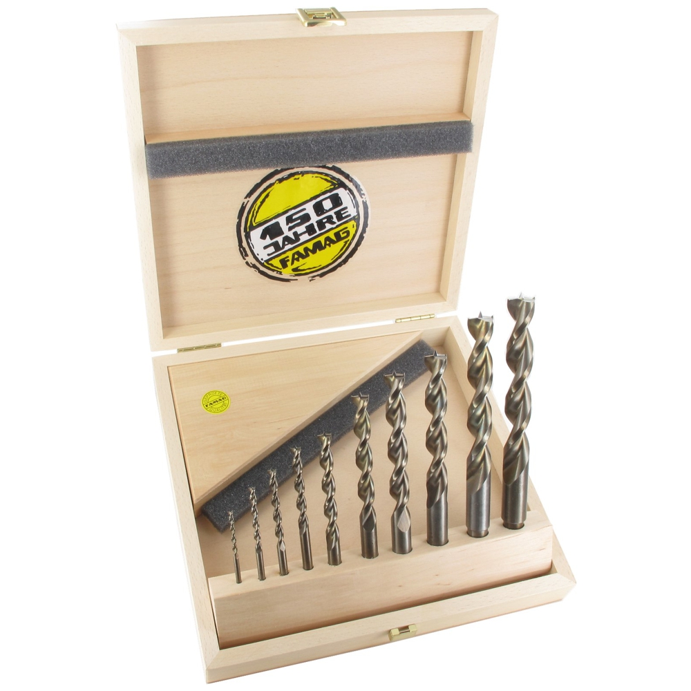 Produktbild FAMAG Premium Holzspiralbohrer HSS-G 10-teilig im Holzkasten