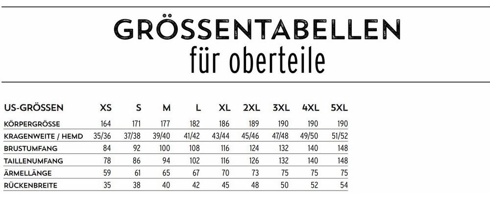 FHB Größentabelle Oberteile