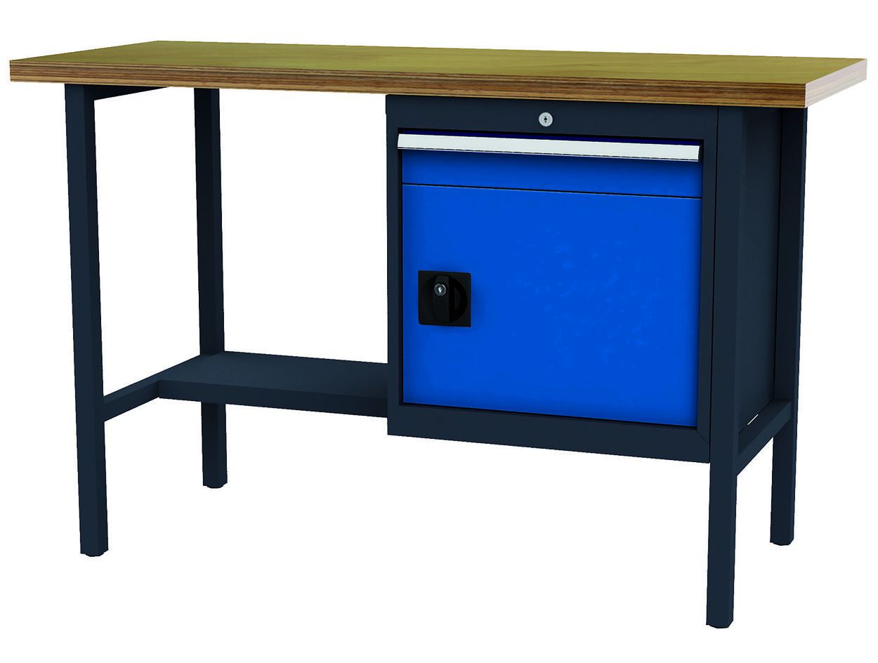 Produktbild FORUM Kastenwerkbank Breite 1500mm 1 Schublade 1 Tür RAL7016 5010